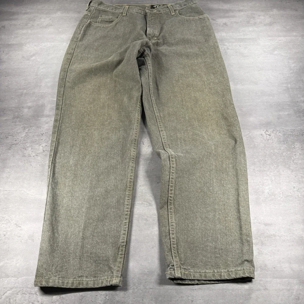 Eddie Bauer Jean Women 14 P Green Army Olive Dad‎ Mom Modest Mid Rise Denim